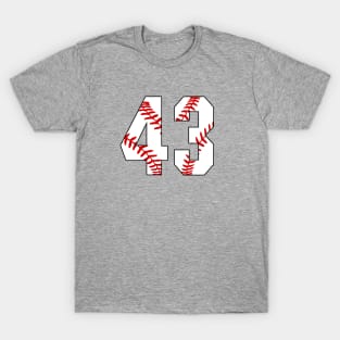 Baseball Number 43 #43 Baseball Shirt Jersey Favorite Player Biggest Fan T-Shirt